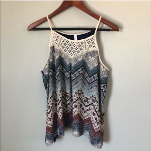 Patterned blouse with straps